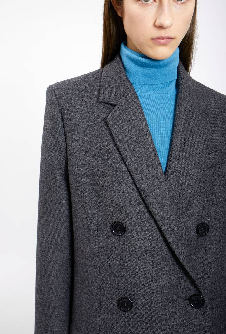 Odeeh Savile Row Wool Pique Mantel, Charcoal Großer Ausverkauf