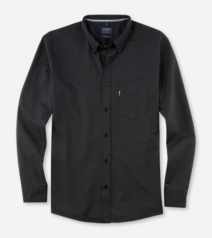 Oblymp CasualFreizeithemd, regular fit, Button-down, Schwarz