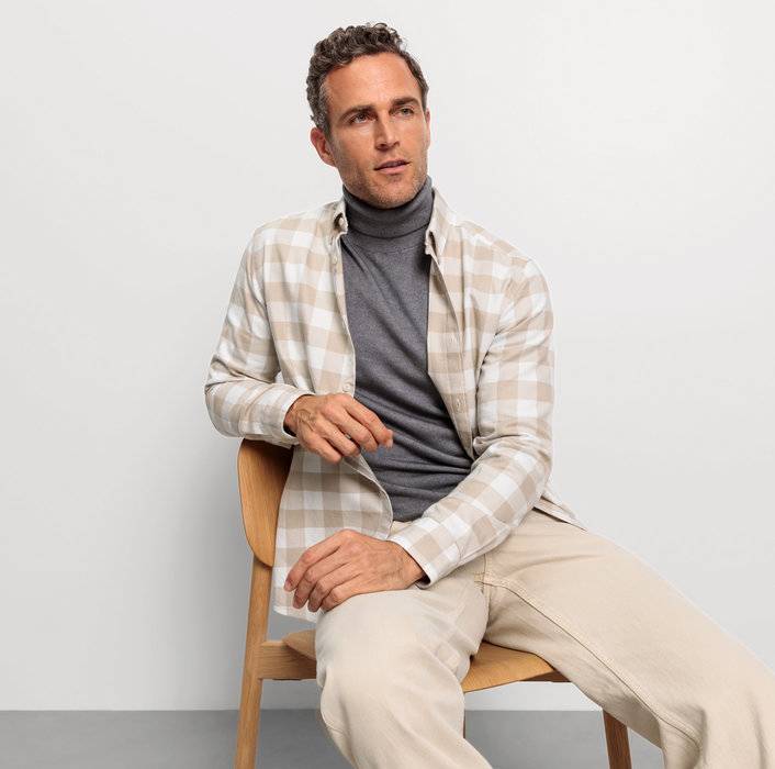 Oblymp Casual, Freizeithemd, regular fit, Button-down, Beige Verkauf