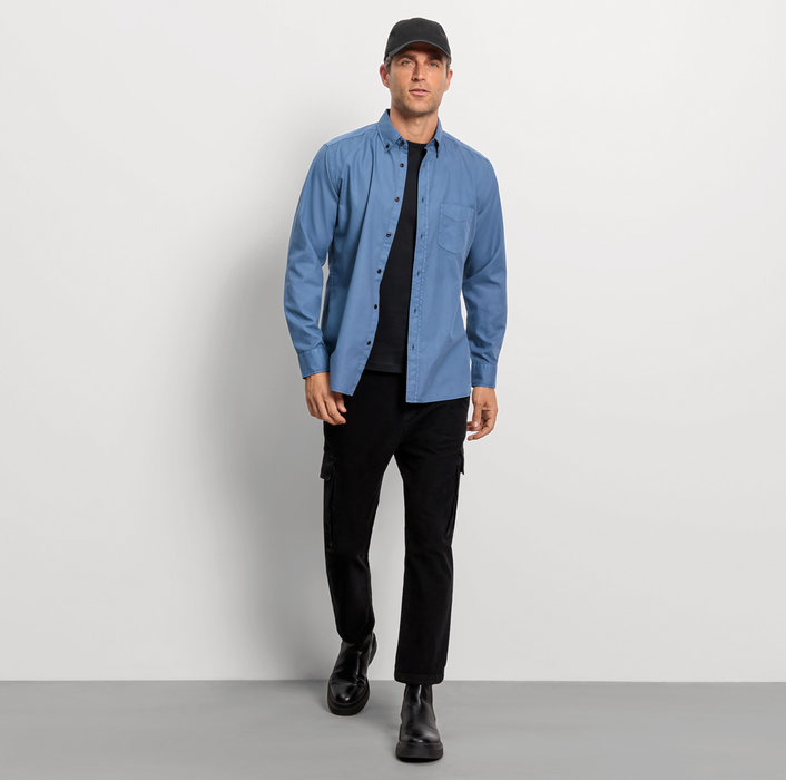 Oblymp Casual, Freizeithemd, regular fit, Button-down, Marine Cyber Monday