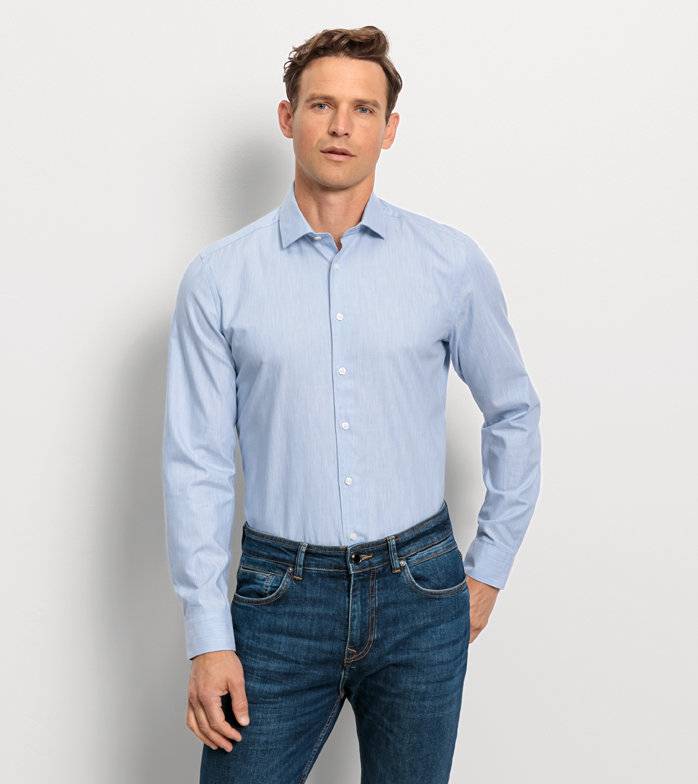 Oblymp Level Five garment washed, Businesshemd, body fit, Kent, Bleu Meist gekauft