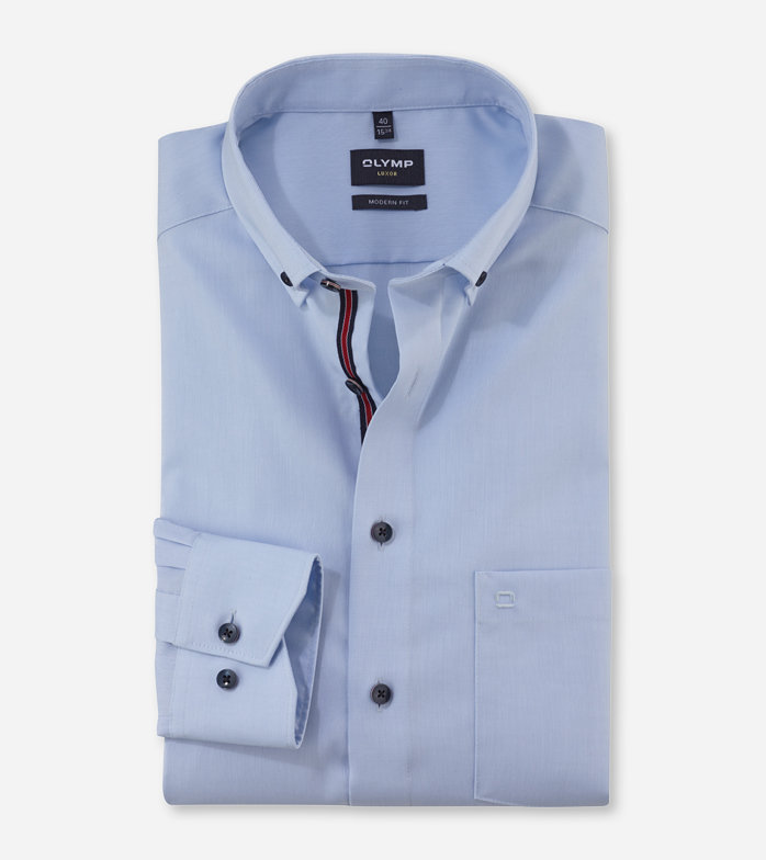 Oblymp Luxor, Businesshemd, modern fit, Button-down, Hellblau Blitzverkäufe