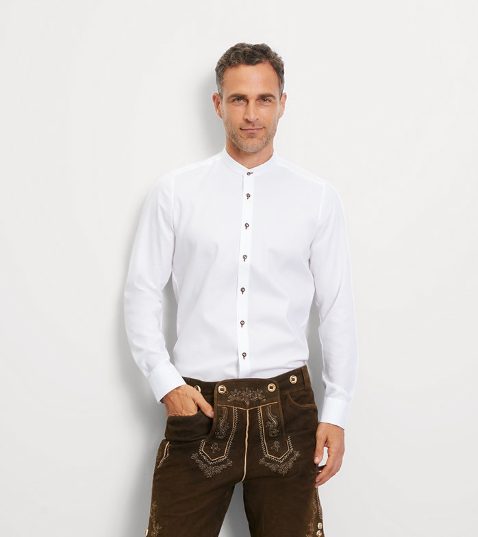 Oblymp Level Five, Businesshemd, body fit, Stehkragen, Weiß Fabrikpreis