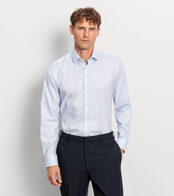 Oblymp Level Five, Businesshemd, body fit, Modern Kent, Bleu Tägliche Deals