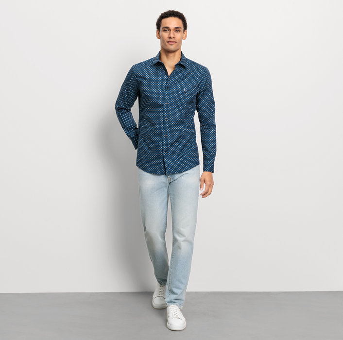 Oblymp Casual, Freizeithemd, regular fit, Kent, Marine Super Rabatt