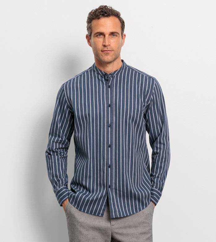 Oblymp Casual, Freizeithemd, regular fit, Stehkragen, Marine Fabrikladen