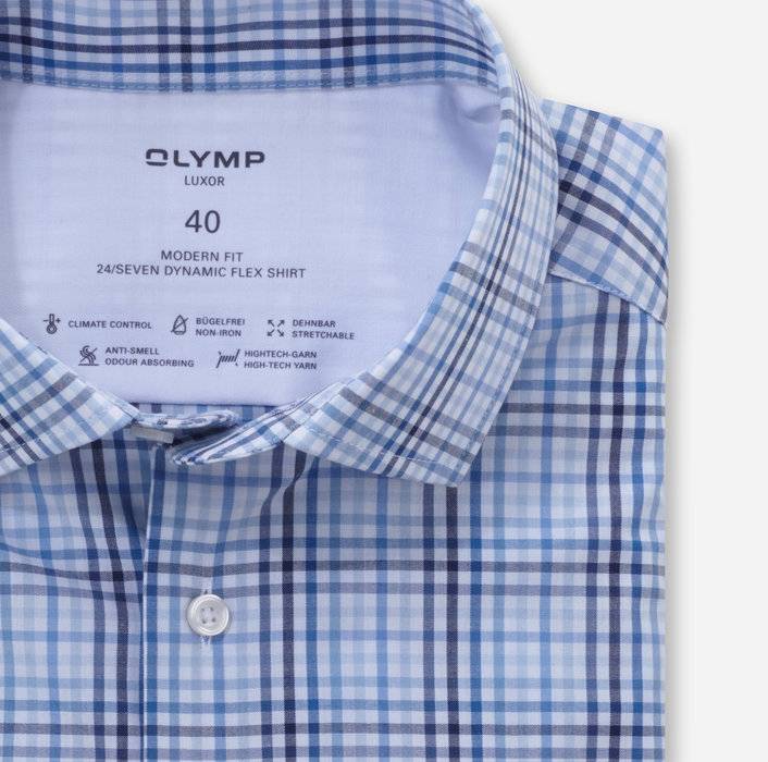 Oblymp Luxor 24/Seven, Businesshemd, modern fit, Global Kent, Bleu Kostenloser Versand