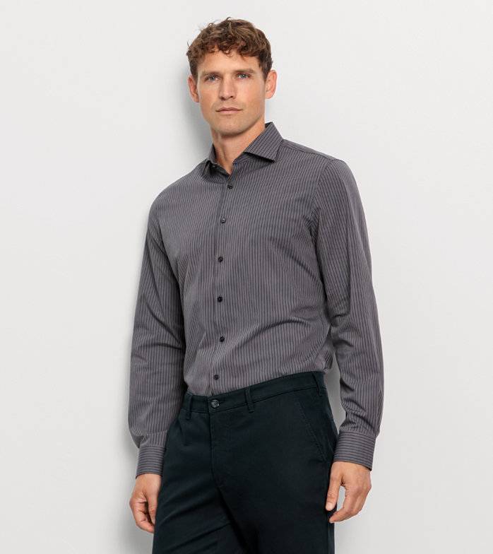 Oblymp Level Five 24/Seven, Businesshemd, body fit, Kent, Anthrazit Weihnachtsangebot