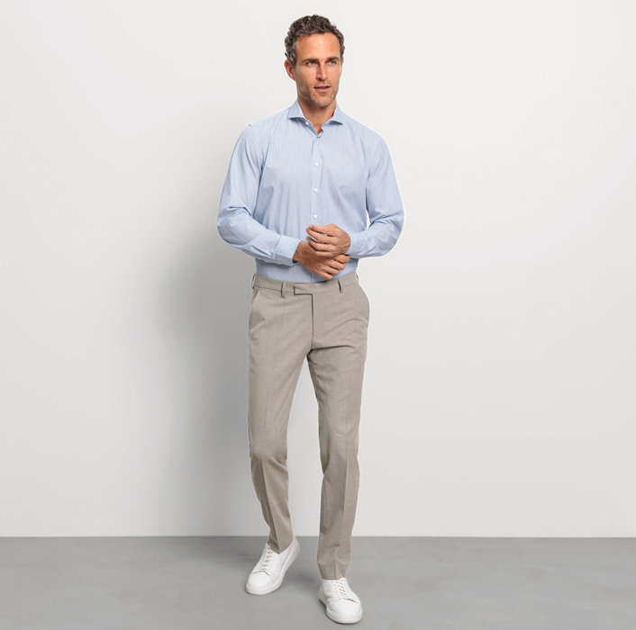 Oblymp Level Five garment washed, Businesshemd, body fit, Haifisch, Bleu Heißer Verkauf