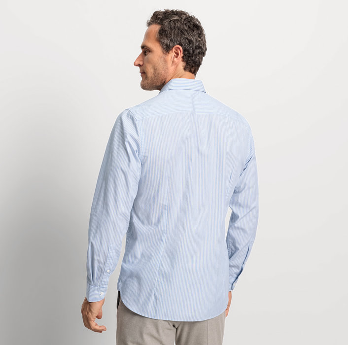 Oblymp Level Five garment washed, Businesshemd, body fit, Haifisch, Bleu Heißer Verkauf
