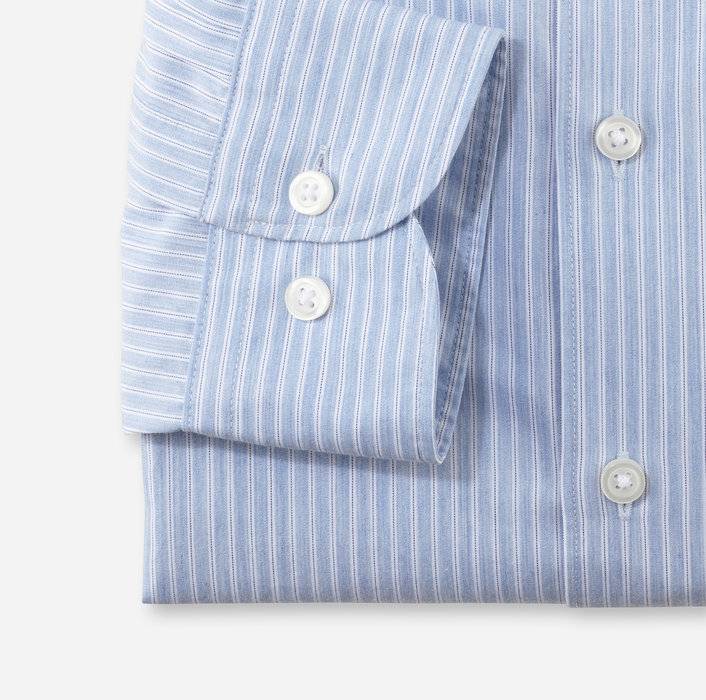 Oblymp Level Five garment washed, Businesshemd, body fit, Haifisch, Bleu Heißer Verkauf