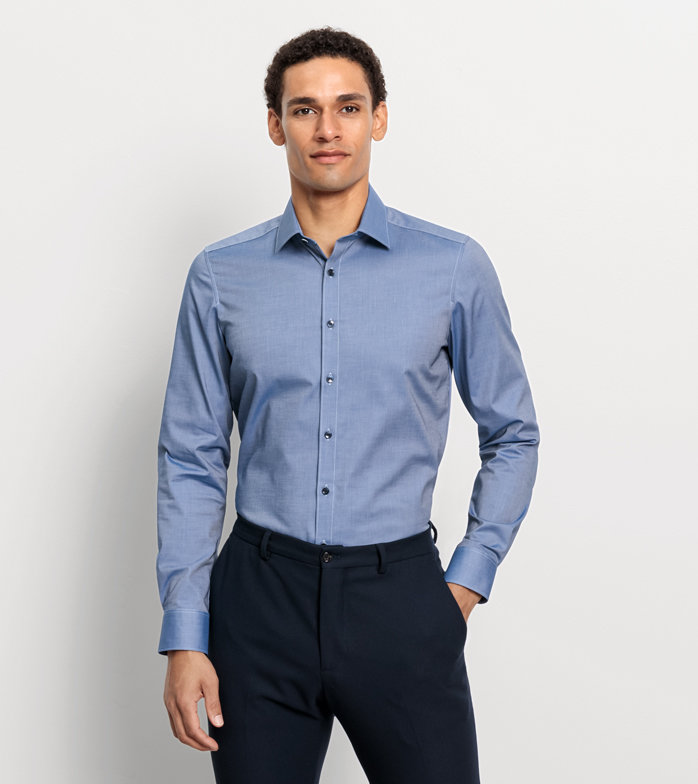Oblymp Level Five, Businesshemd, body fit, New York Kent, Rauchblau Räumungsverkauf