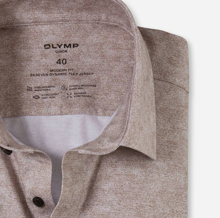 Oblymp Luxor 24/Seven, Businesshemd, modern fit, New Kent, Braun Kostenlose Rückgabe