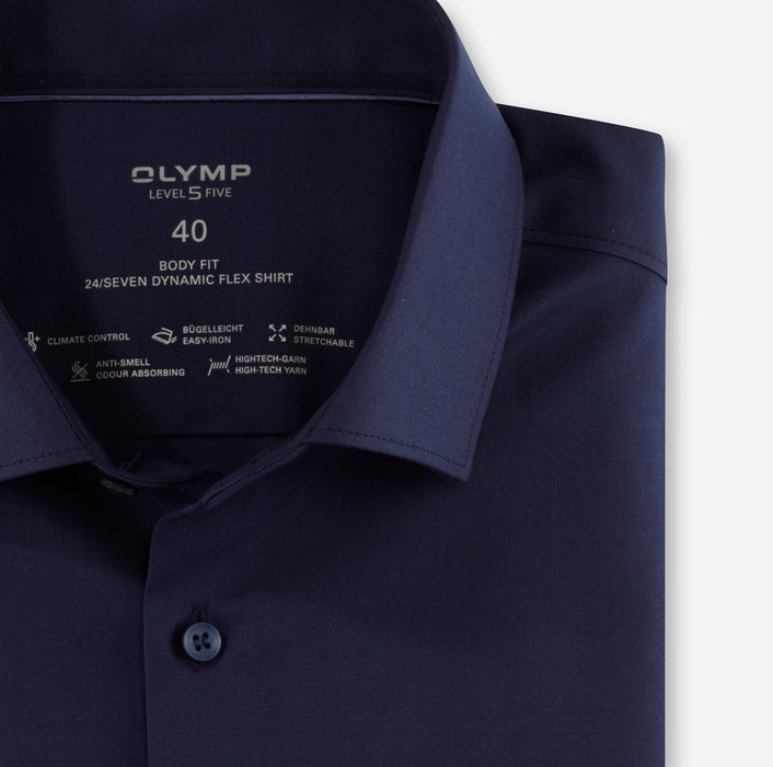 Oblymp Level Five 24/Seven, Businesshemd, body fit, Modern Kent, Marine Super Rabatt