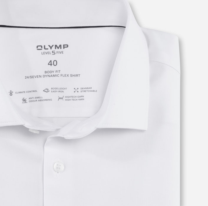 Oblymp Level Five 24/Seven, Businesshemd, body fit, Modern Kent, Weiß 50% Rabatt mit kostenlosem Versand