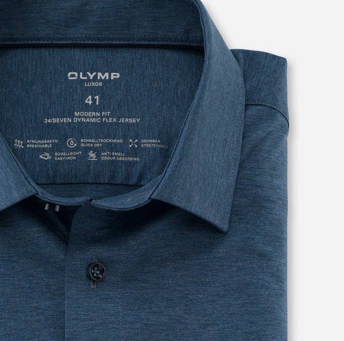Oblymp Luxor 24/Seven, Businesshemd, modern fit, New Kent, Rauchblau Große Rabatte
