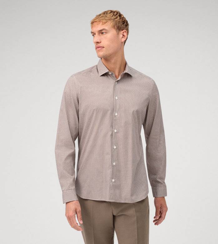 Oblymp Level Five garment washed, Businesshemd, body fit, Kent, Natur Riesige Rabatte