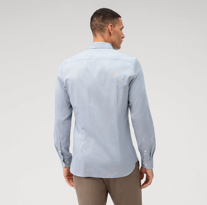 Oblymp Level Five garment washed, Businesshemd, body fit, Kent, Bleu Speichern exportieren