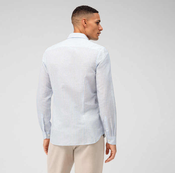 Oblymp Level Five garment washed, Businesshemd, body fit, Kent, Bleu Verkauf