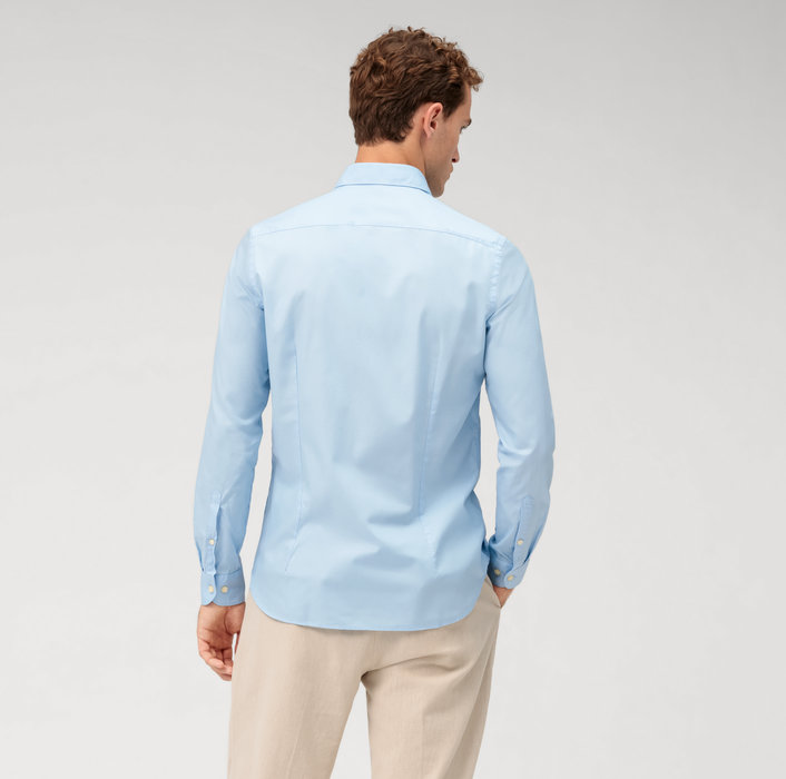 Oblymp Level Five garment washed, Businesshemd, body fit, Kent, Bleu Schlussverkauf