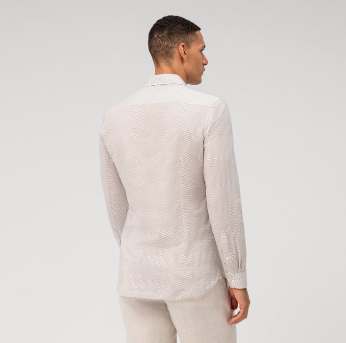 Oblymp Level Five garment washed, Businesshemd, body fit, Kent, Natur Günstiger Verkauf