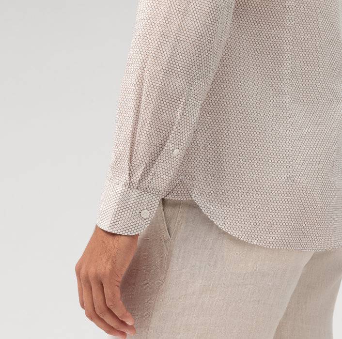 Oblymp Level Five garment washed, Businesshemd, body fit, Kent, Natur Günstiger Verkauf