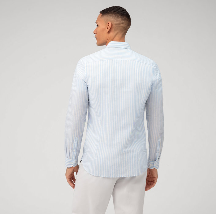 Oblymp Level Five garment washed, Businesshemd, body fit, Haifisch, Bleu Limitierter Zeitrabatt