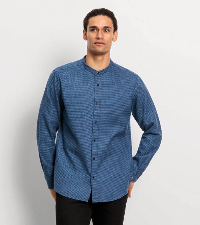 Oblymp Casual, Freizeithemd, regular fit, Stehkragen, Marine Online Outlet