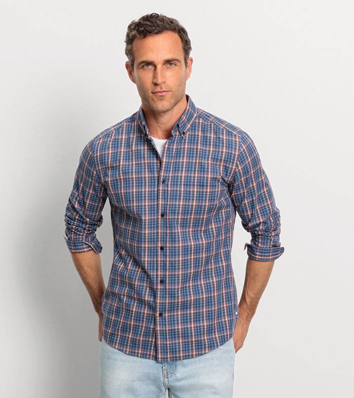 Oblymp Casual, Freizeithemd, regular fit, Button-down, Marine Zeitlich begrenztes Angebot