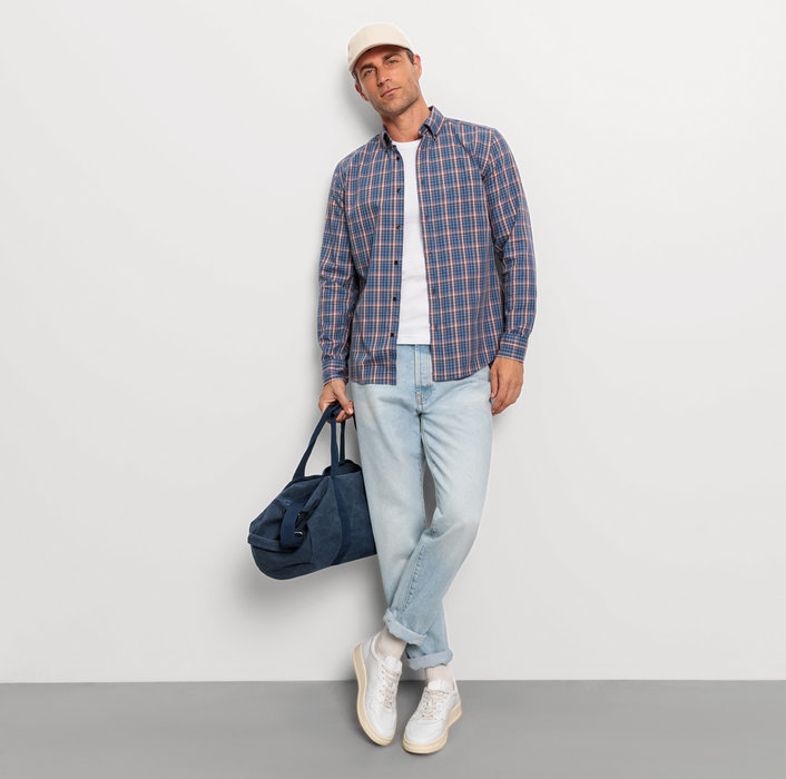 Oblymp Casual, Freizeithemd, regular fit, Button-down, Marine Zeitlich begrenztes Angebot