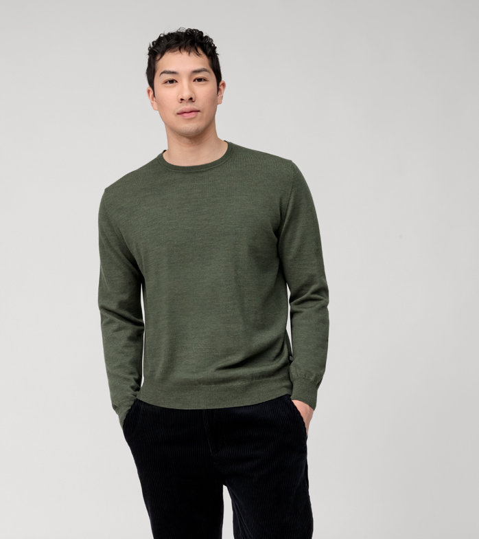 Oblymp Casual Strick, Pullover, Oliv Sonderangebot der Fabrik