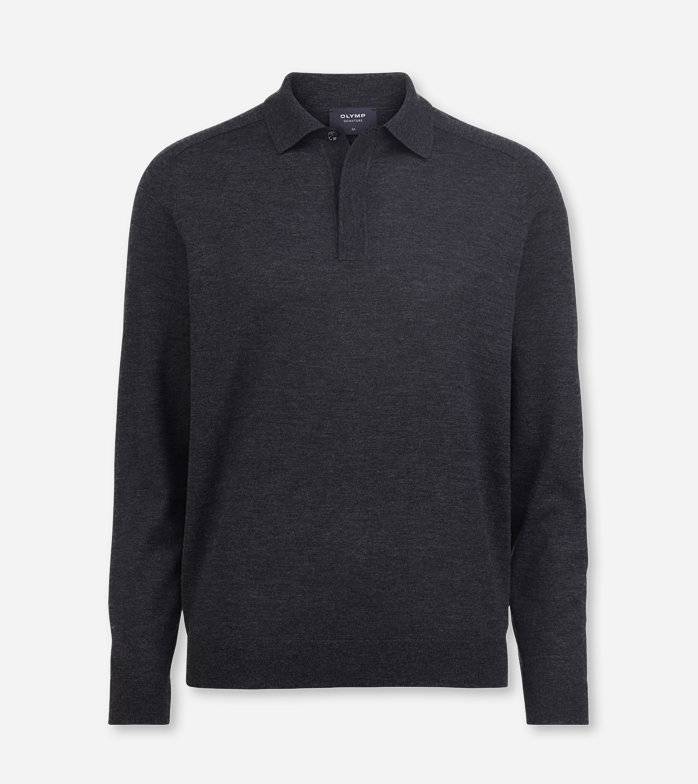 Oblymp SIGNATURE Strick, Polo langarm, Anthrazit Speichern exportieren