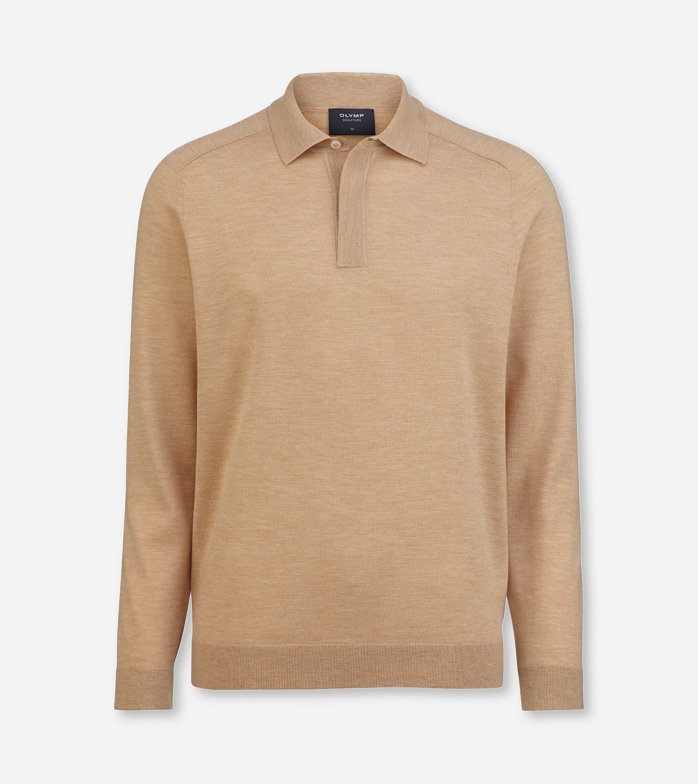 Oblymp SIGNATURE Strick, Polo langarm, Caramel zollfrei