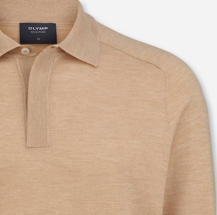 Oblymp SIGNATURE Strick, Polo langarm, Caramel zollfrei