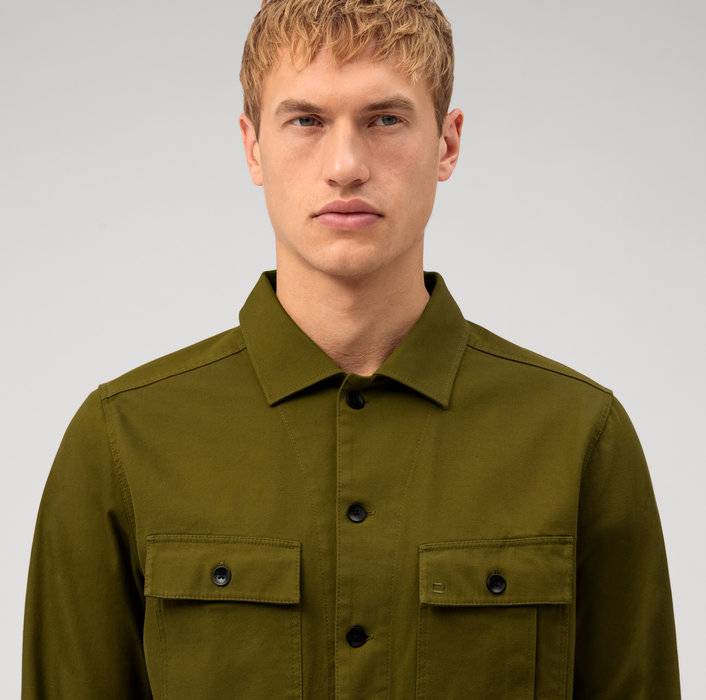 Oblymp Casual, Freizeithemd, Overshirt, Kent, Grau-Grün zollfrei