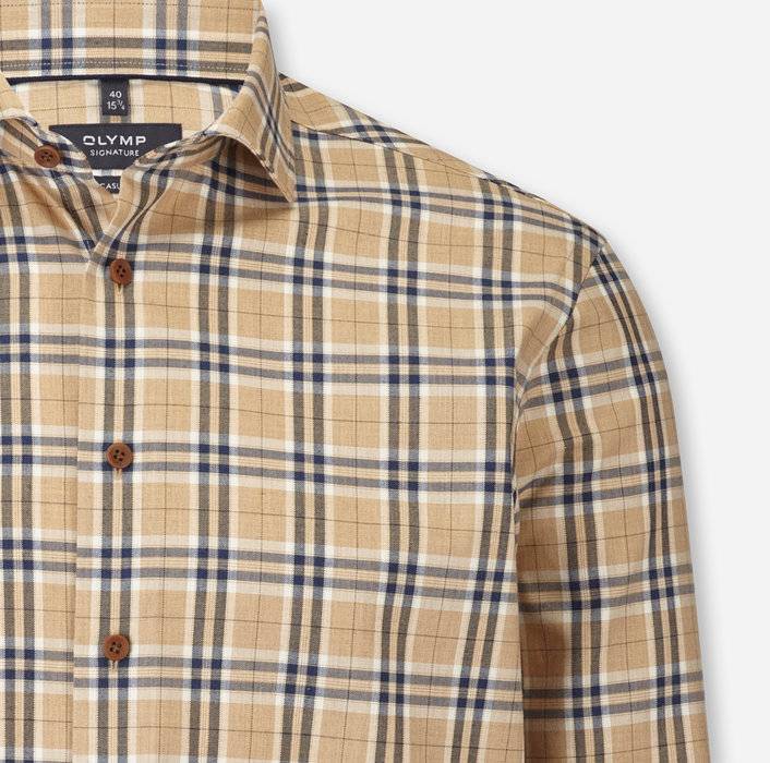 Oblymp SIGNATURE Casual, Freizeithemd, tailored fit, Kent, Natur Versandkostenfrei