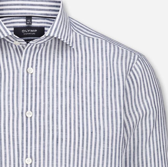 Oblymp SIGNATURE Casual, Freizeithemd, tailored fit, Kent, Blau Lagerräumung