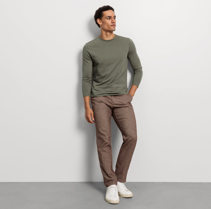 Oblymp Casual Wirk, Longsleeve, Lindgrün Schlussverkauf