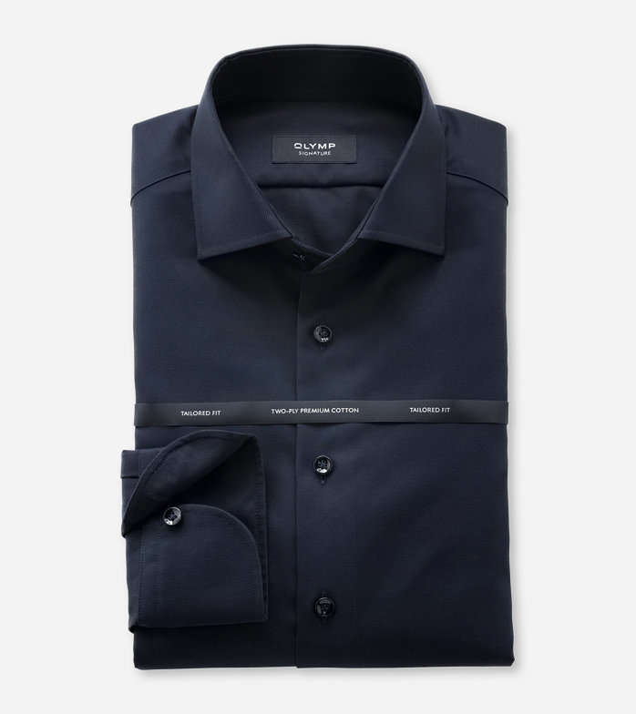 Oblymp SIGNATURE, Businesshemd, tailored fit, SIGNATURE Kent, Nachtblau 50% Rabatt mit kostenlosem Versand