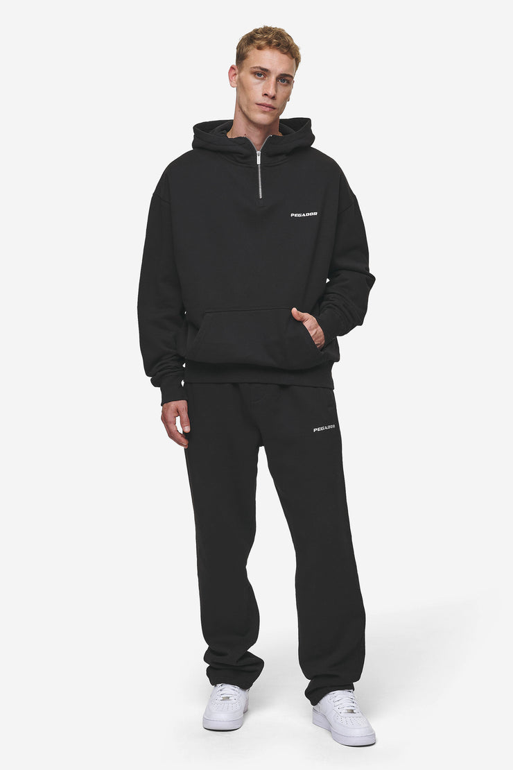 Pegador Logo Oversized Halfzip Hoodie Washed Black Große Rabatte