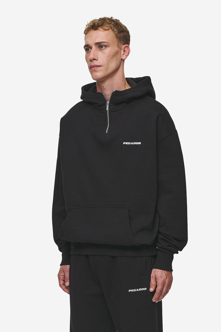 Pegador Logo Oversized Halfzip Hoodie Washed Black Große Rabatte