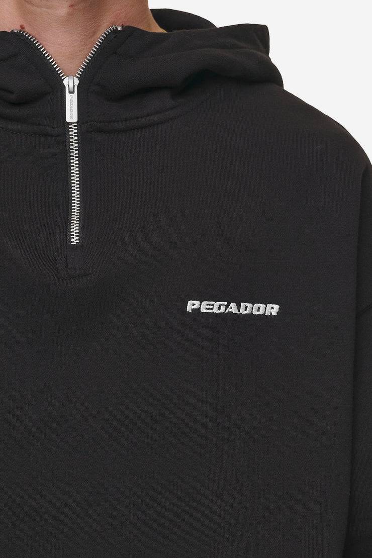Pegador Logo Oversized Halfzip Hoodie Washed Black Große Rabatte