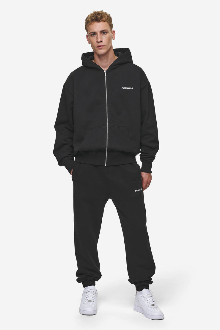 Pegador Logo Oversized Sweat Jacket Washed Black Tägliche Deals