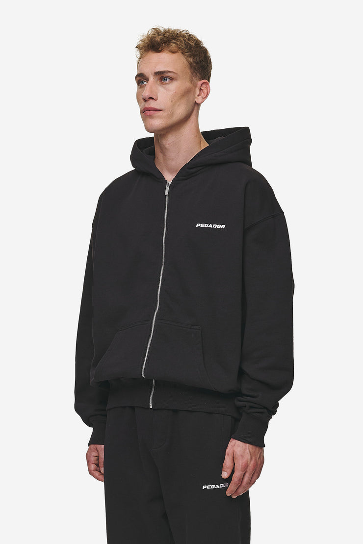 Pegador Logo Oversized Sweat Jacket Washed Black Tägliche Deals