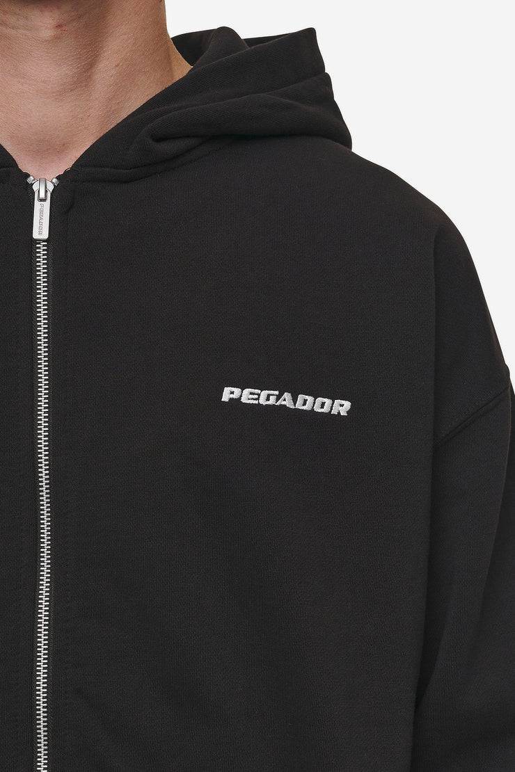 Pegador Logo Oversized Sweat Jacket Washed Black Tägliche Deals