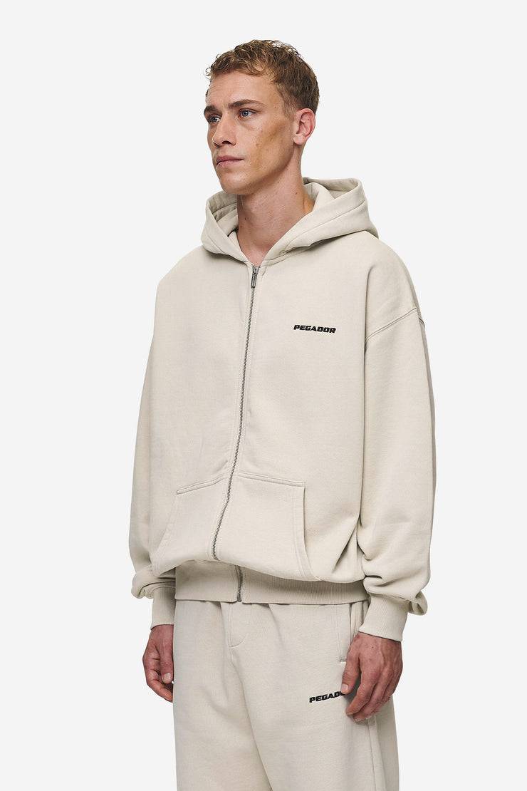 Pegador Logo Oversized Sweat Jacket Washed Light Beige Letzte 3 Tage