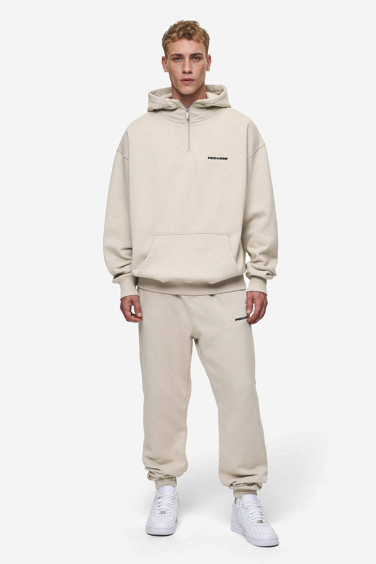 Pegador Logo Oversized Halfzip Hoodie Washed Light Beige JETZT KAUFEN