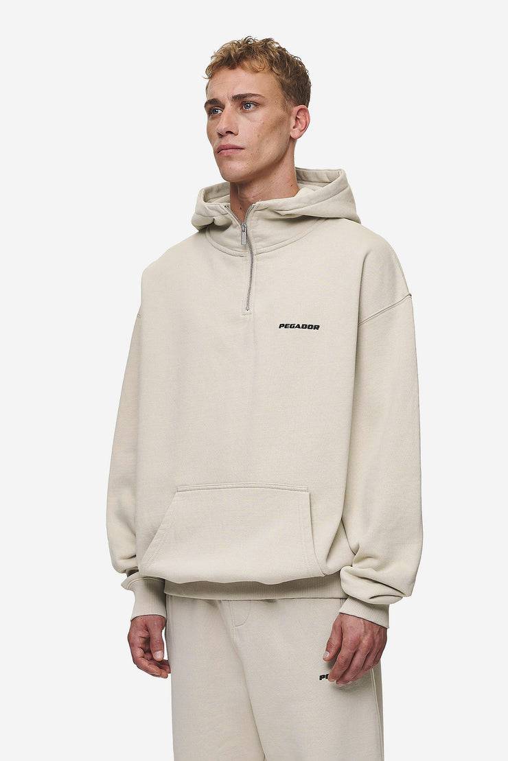 Pegador Logo Oversized Halfzip Hoodie Washed Light Beige JETZT KAUFEN