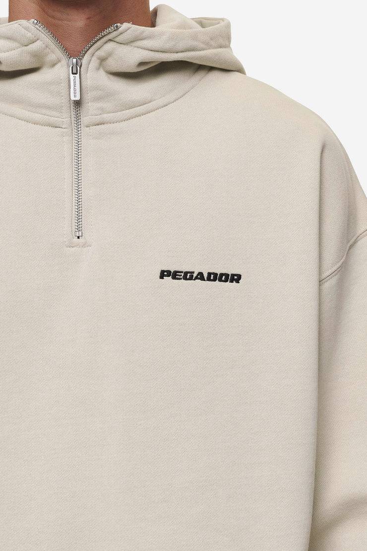 Pegador Logo Oversized Halfzip Hoodie Washed Light Beige JETZT KAUFEN