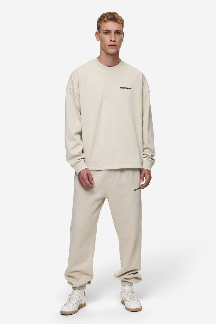Pegador Rusk Logo Oversized Longsleeve Washed Light Beige Neueste Stile